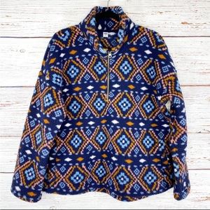 Plush Aztec Sherpa fleece half zip pullover